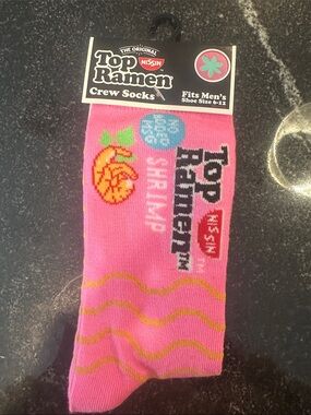 ISSI Pink Top Ramen Shrimp Crew Socks
